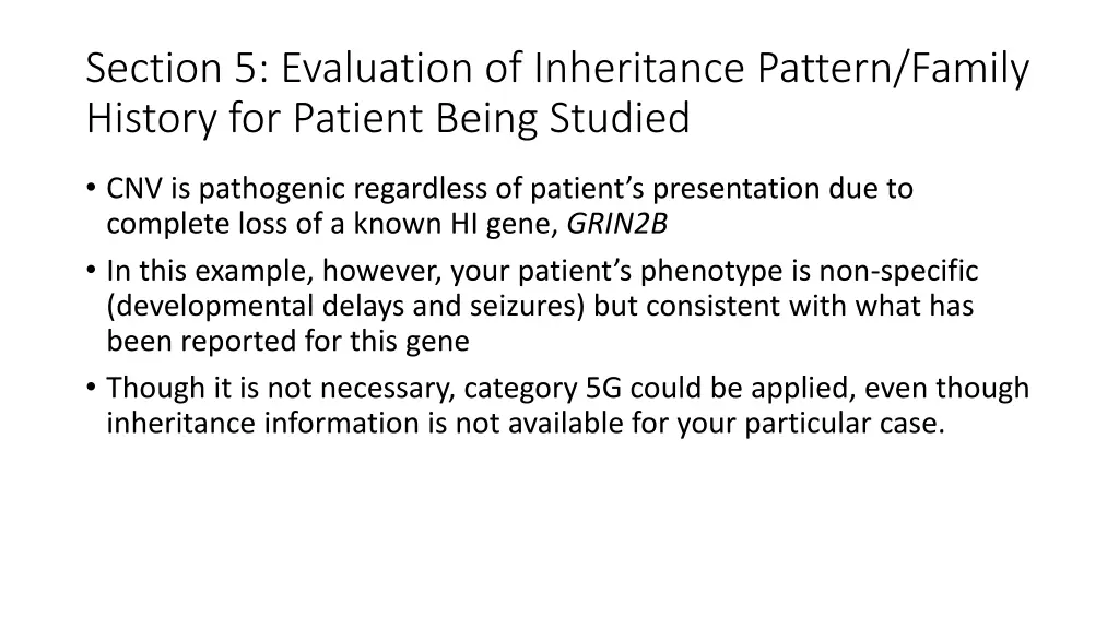 section 5 evaluation of inheritance pattern