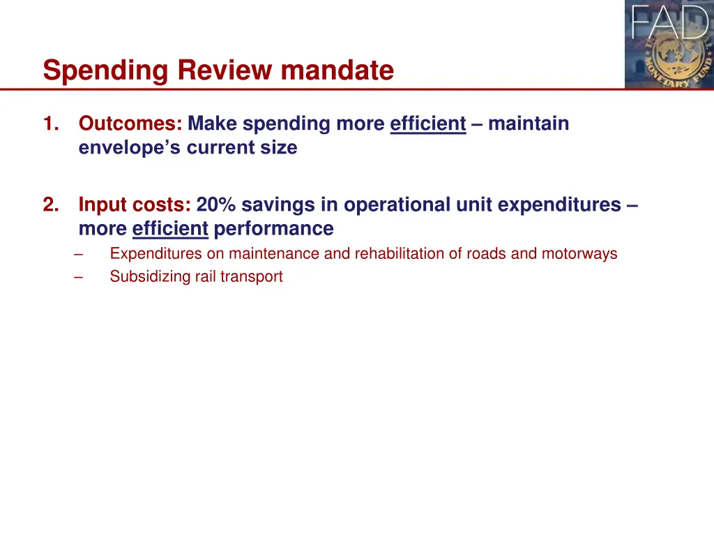 spending review mandate