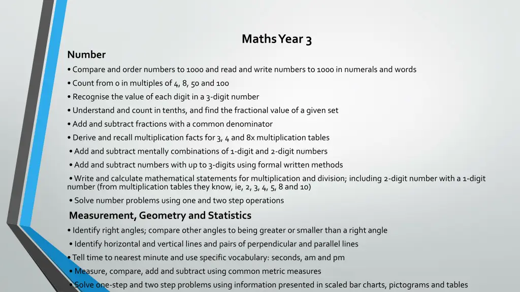 maths year 3