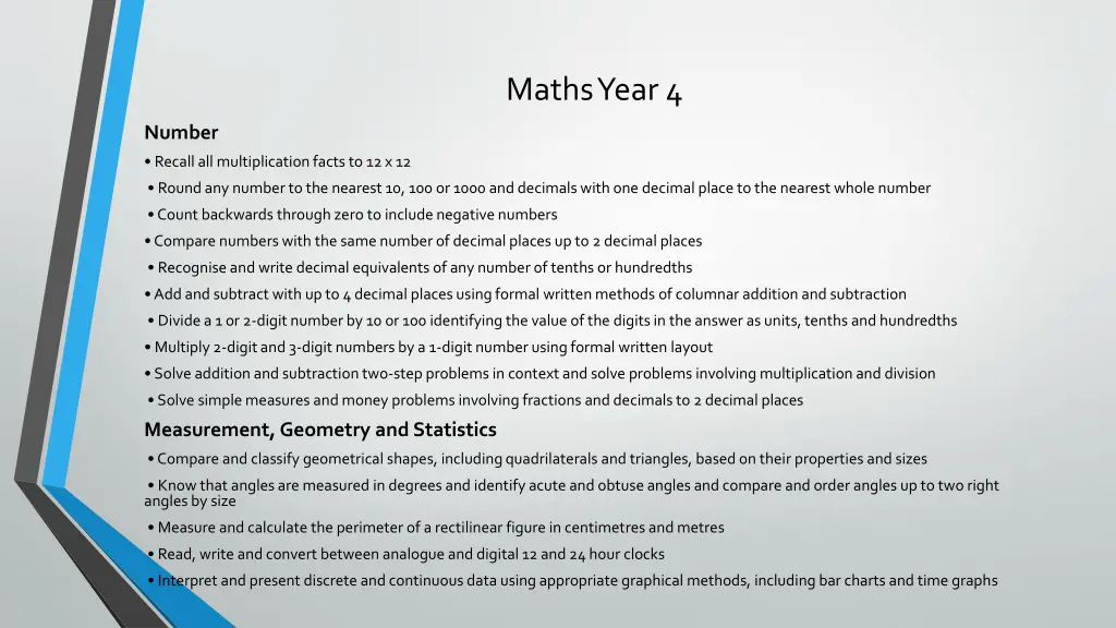 maths year 4