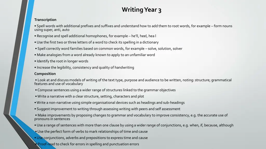 writing year 3