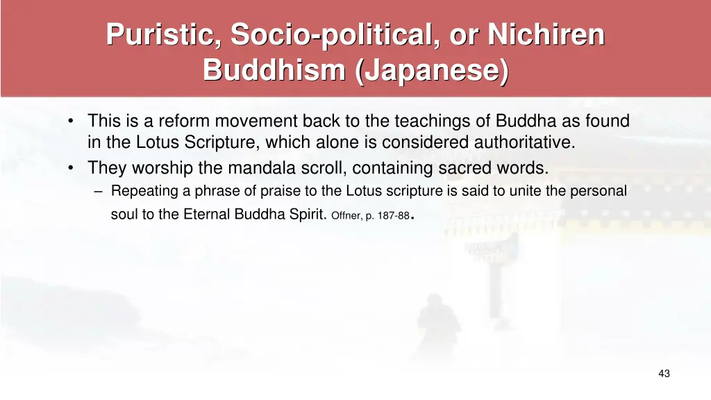 puristic socio political or nichiren buddhism