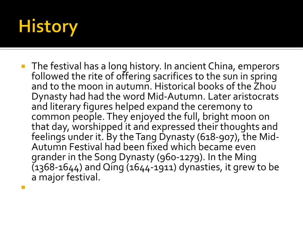 the festival has a long history in ancient china