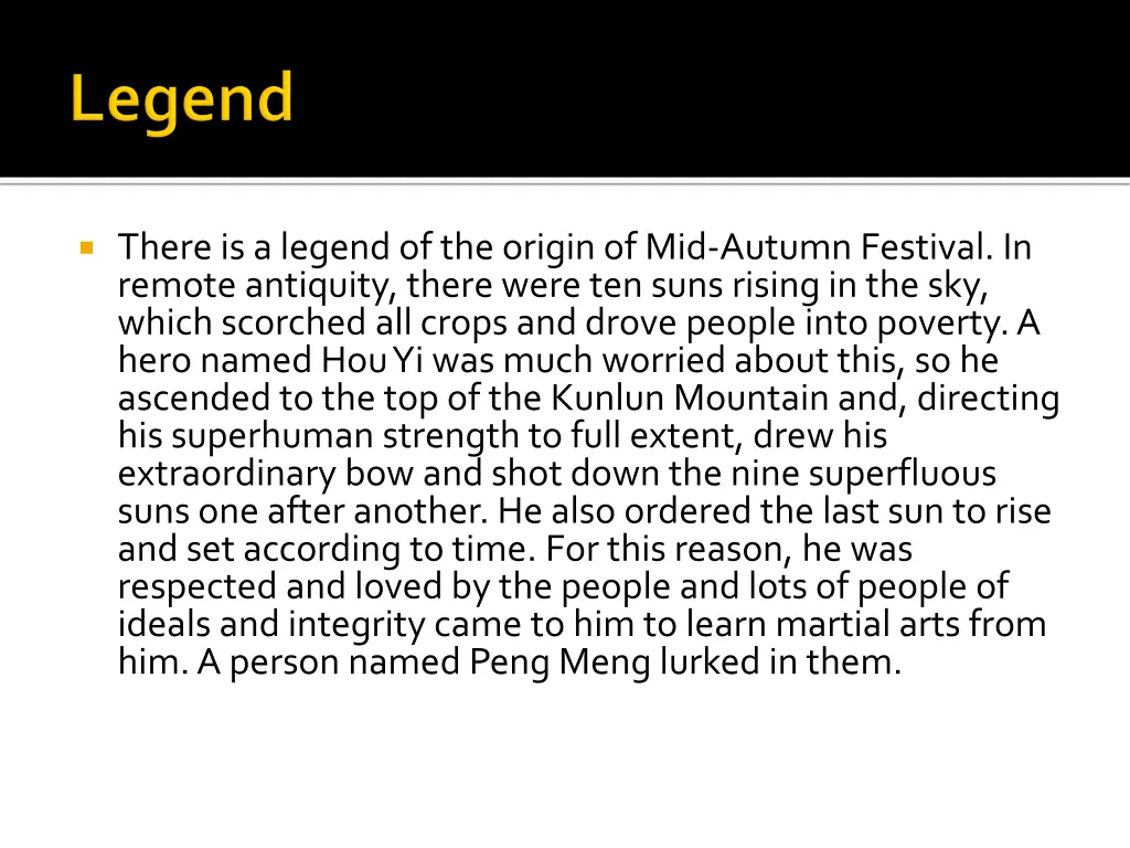 there is a legend of the origin of mid autumn