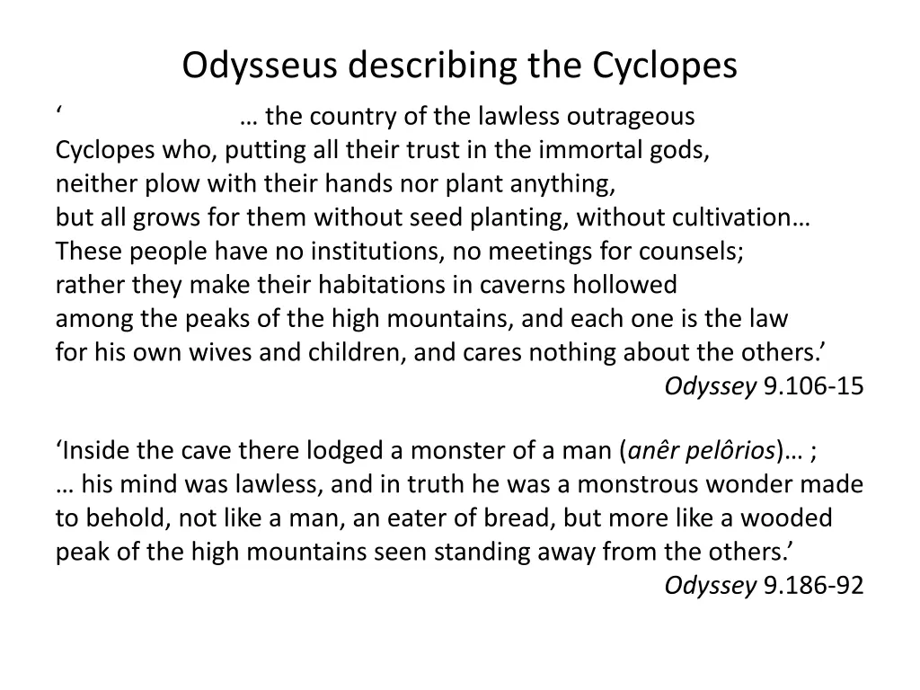 odysseus describing the cyclopes