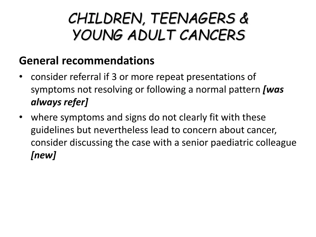 children teenagers young adult cancers