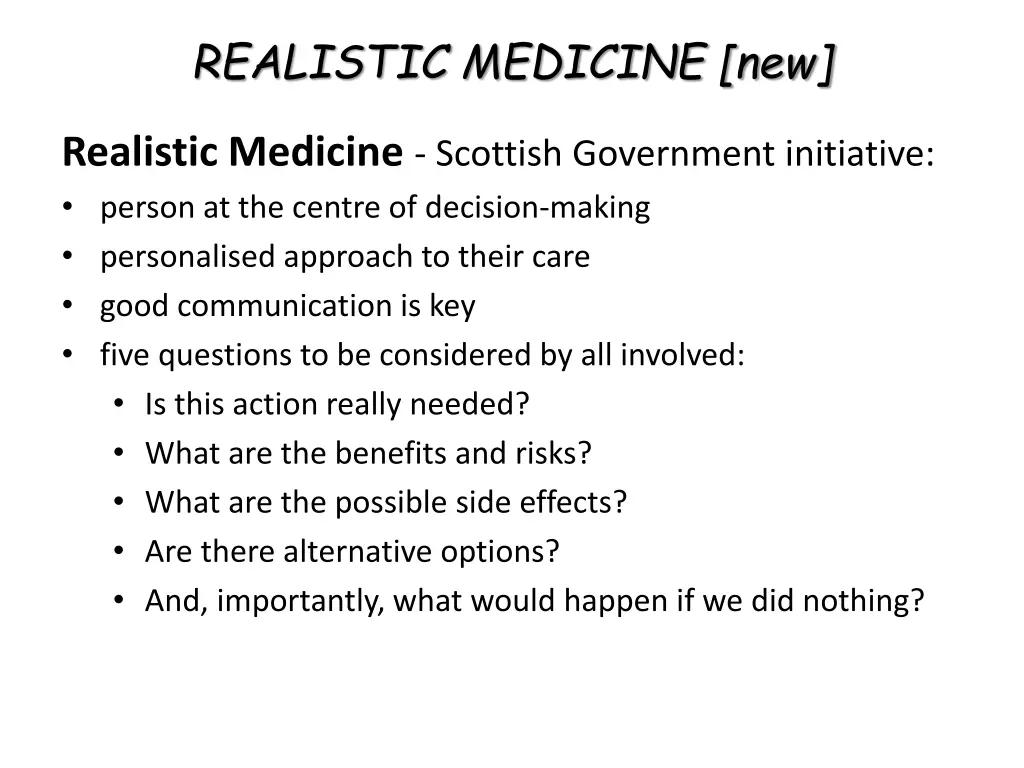 realistic medicine new