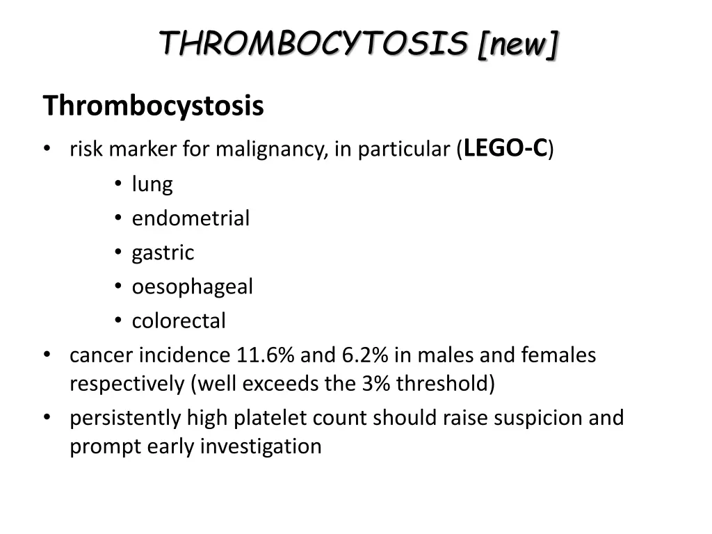 thrombocytosis new