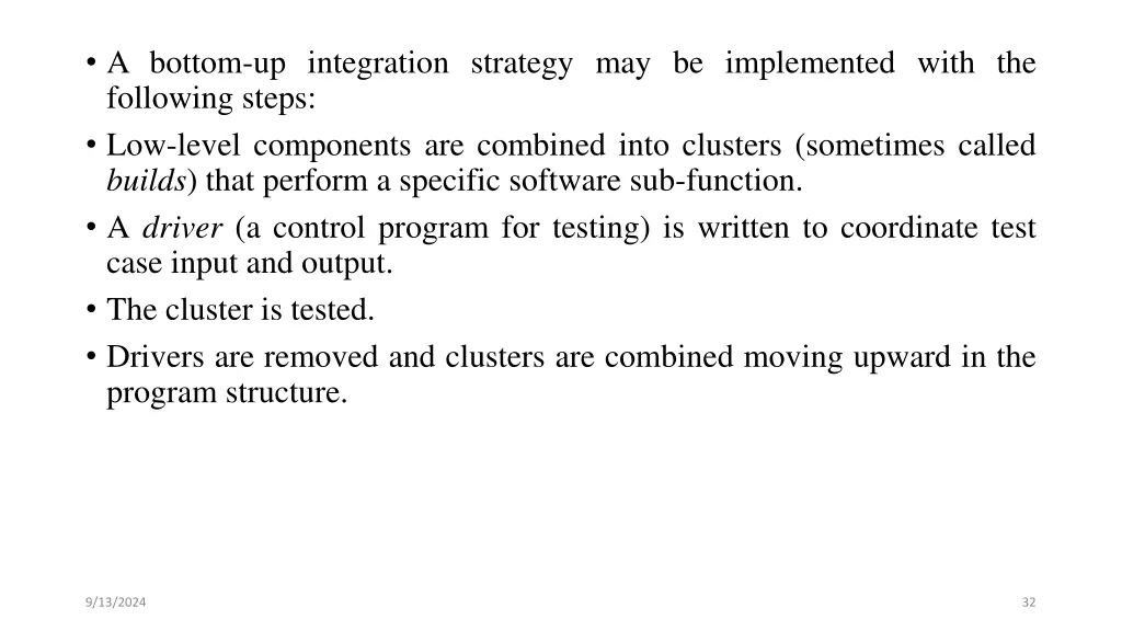 a bottom up integration strategy