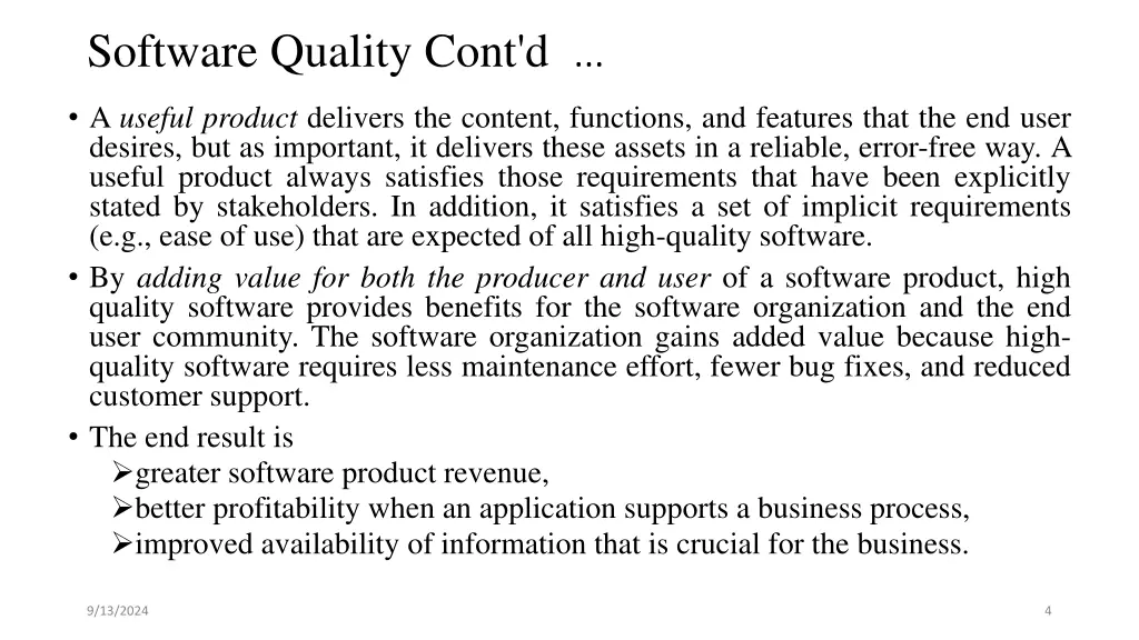 software quality cont d