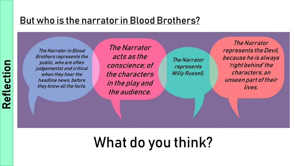 but who is the narrator in blood brothers