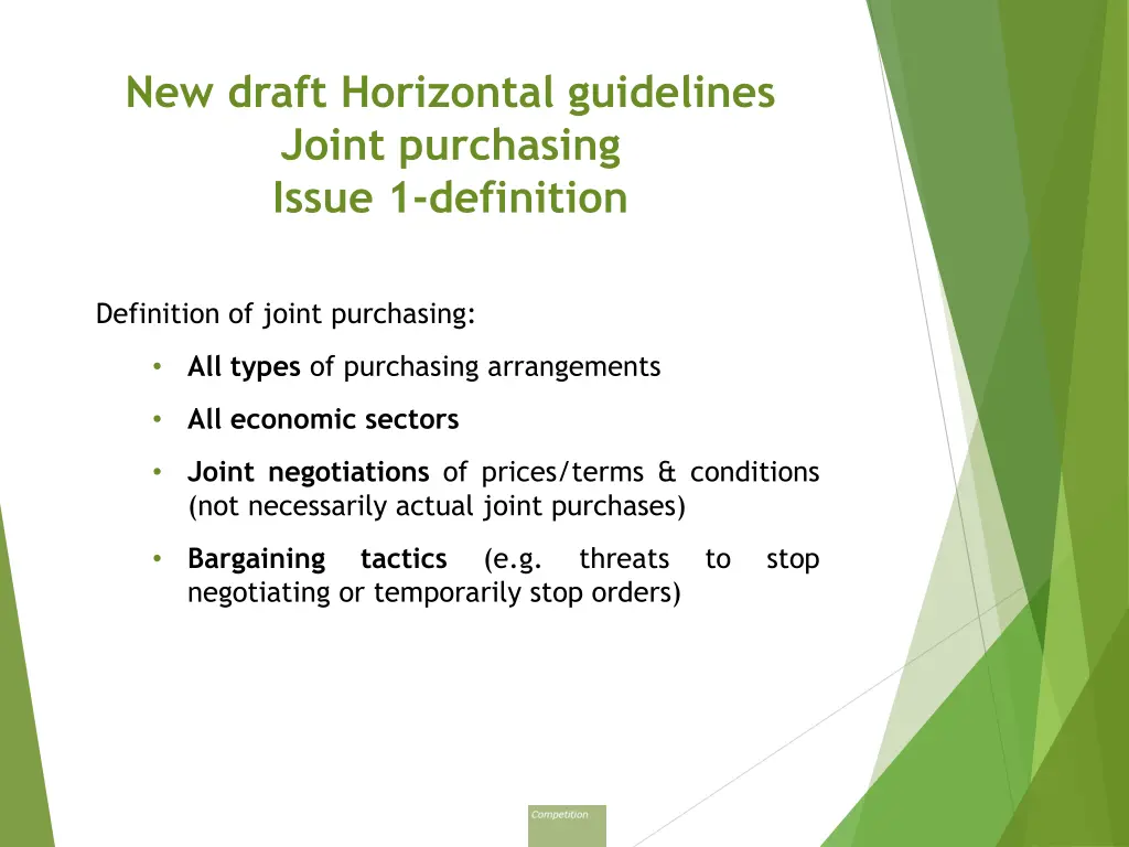 new draft horizontal guidelines joint purchasing