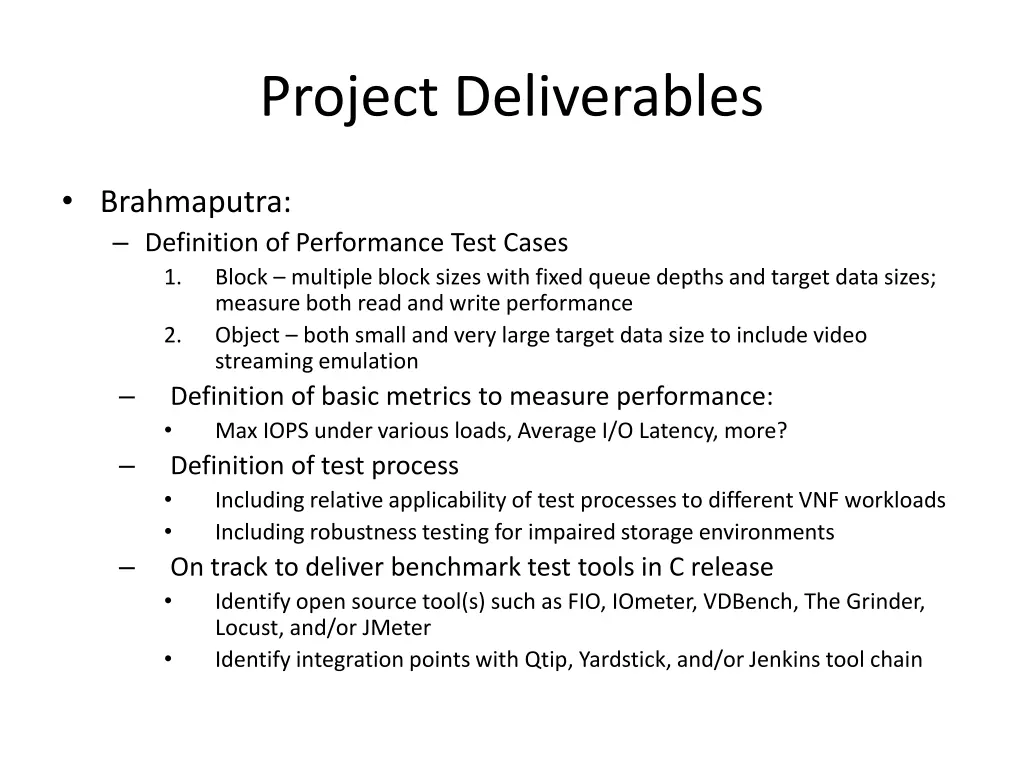 project deliverables