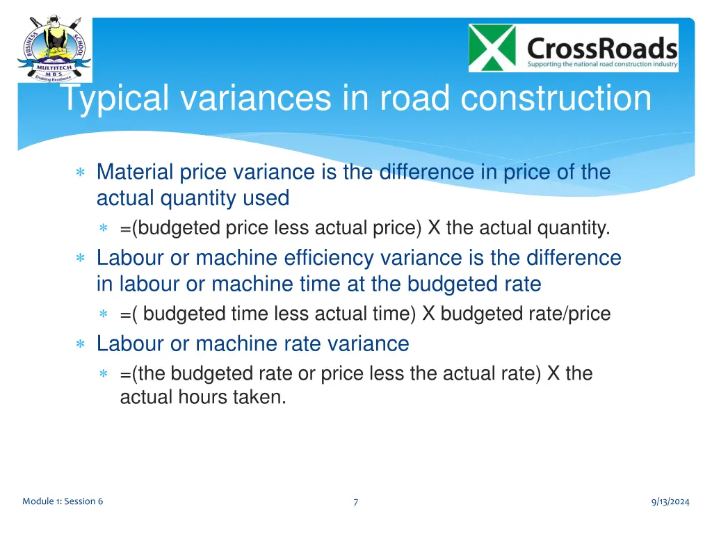 typical variances in road construction 1