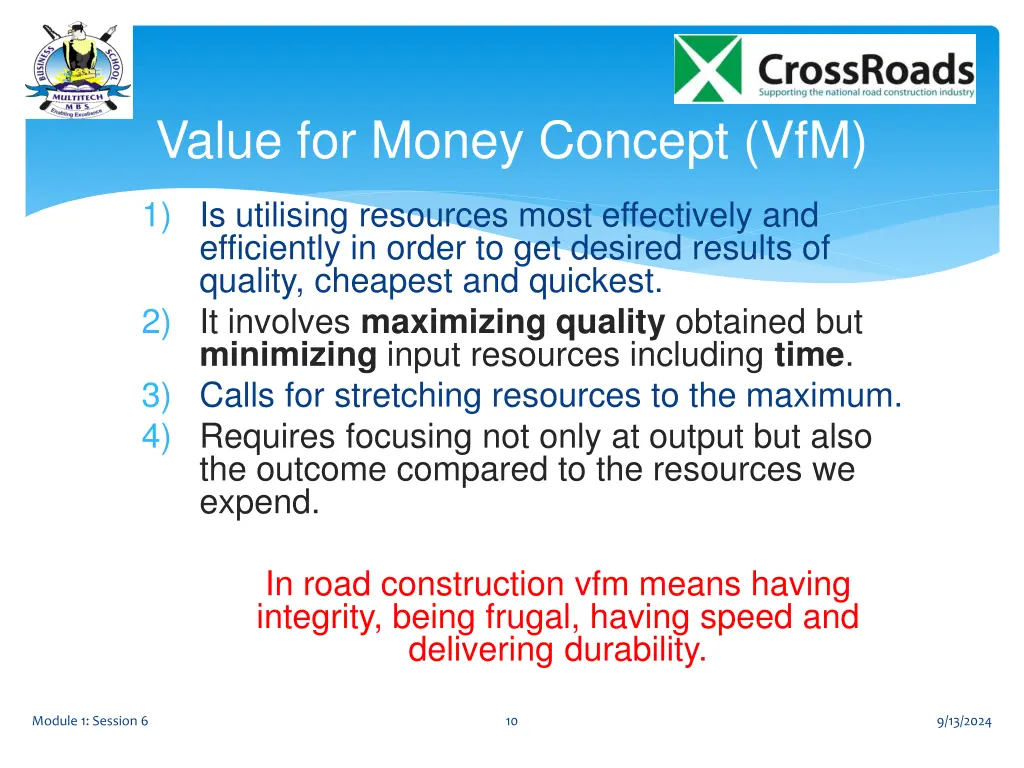 value for money concept vfm