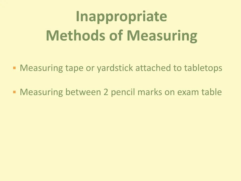 inappropriate methods of measuring