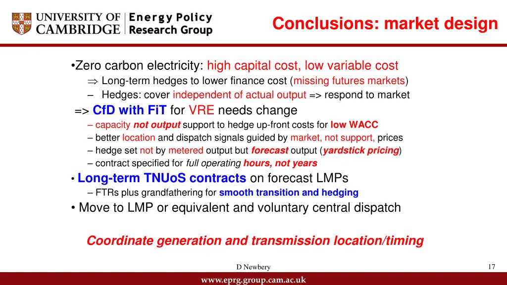 conclusions market design