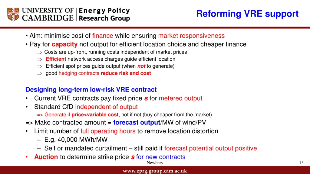 reforming vre support