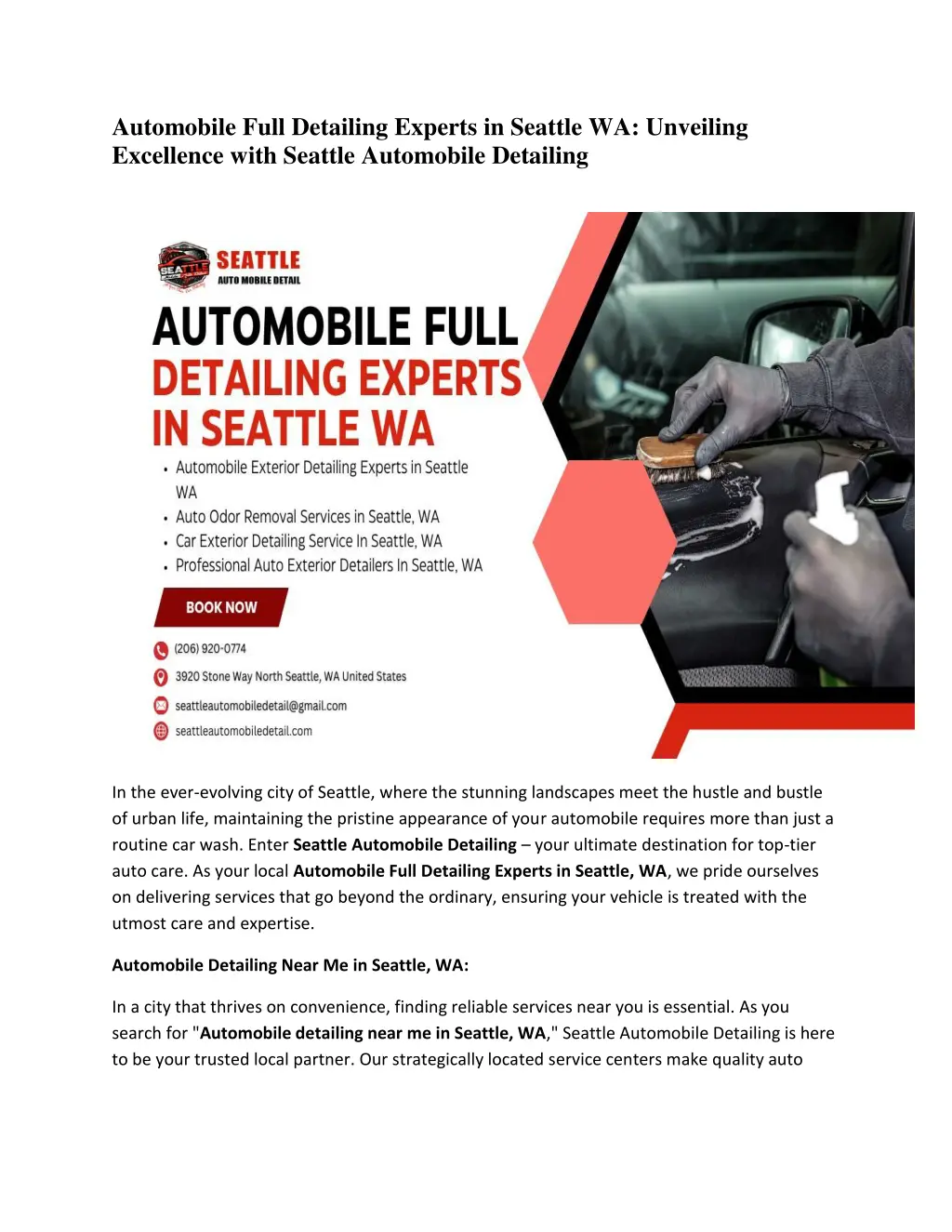 automobile full detailing experts in seattle