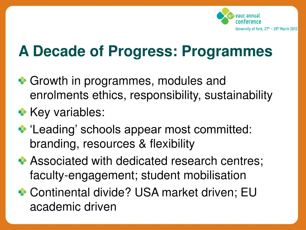 a decade of progress programmes