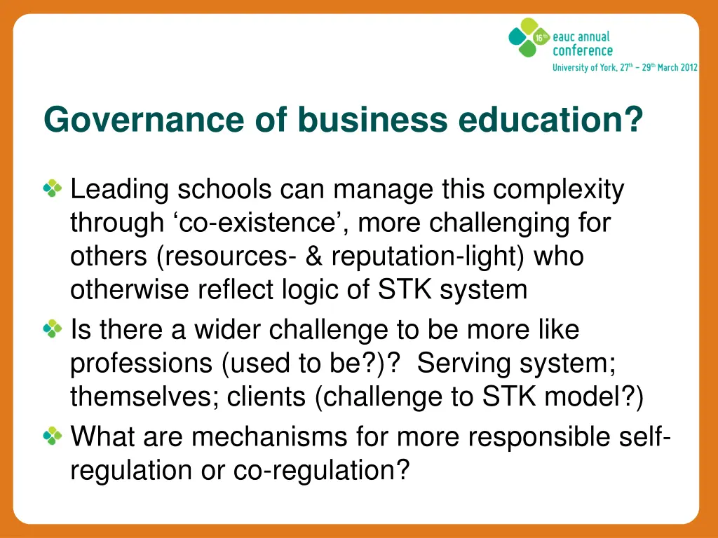 governance of business education 2