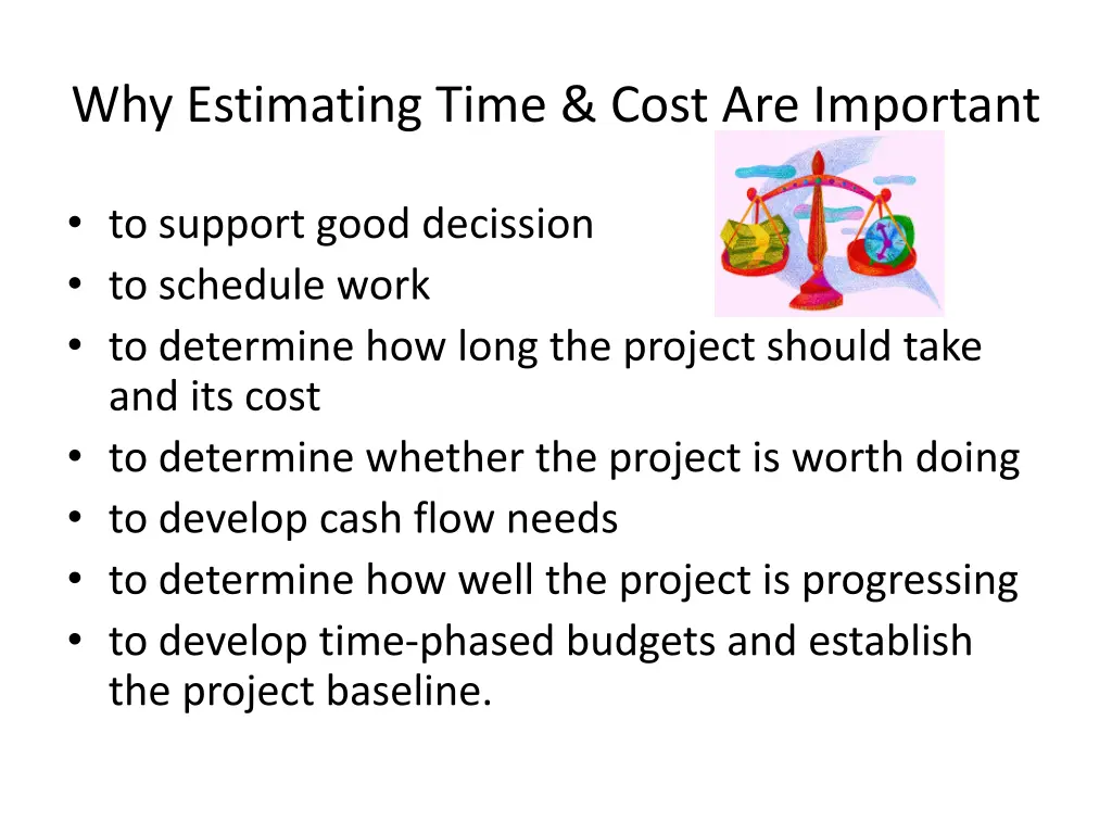 why estimating time cost are important