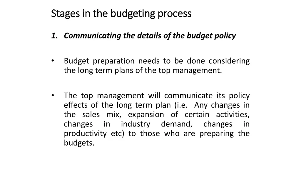 stages in the budgeting process stages