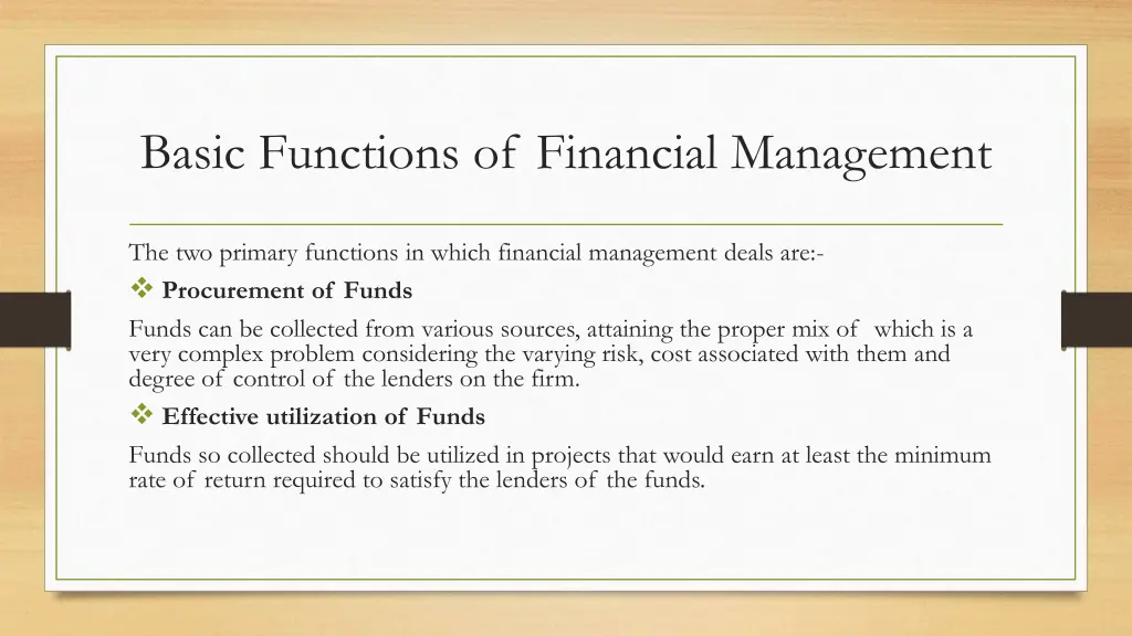 basic functions of financial management