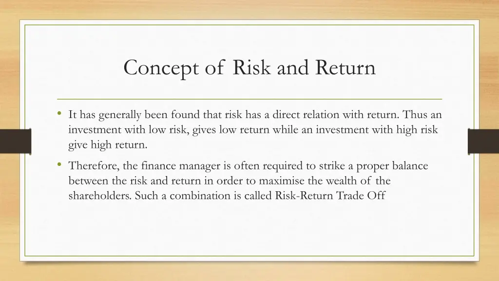 concept of risk and return 1