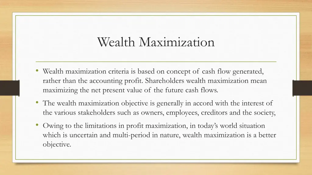 wealth maximization