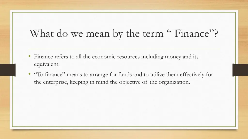 what do we mean by the term finance