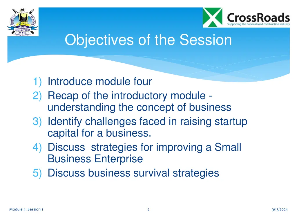 objectives of the session