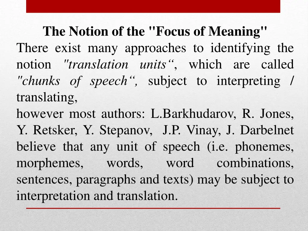 the notion of the focus of meaning there exist