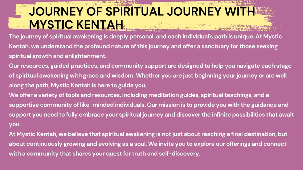 journey of spiritual journey with mystic kentah