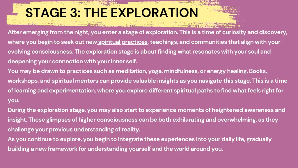 stage 3 the exploration