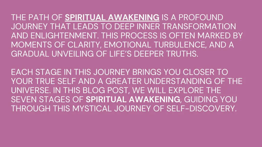 the path of spiritual awakening is a profound