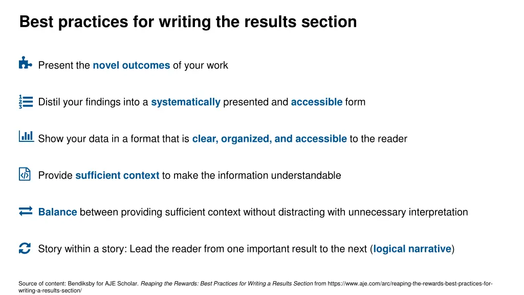 best practices for writing the results section