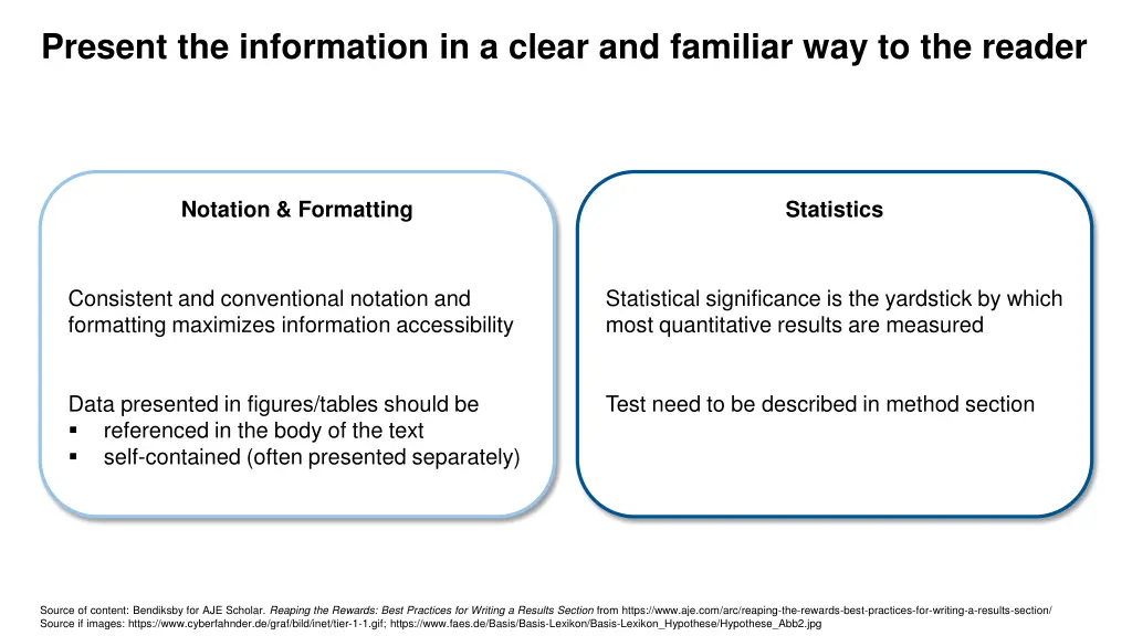 present the information in a clear and familiar 1