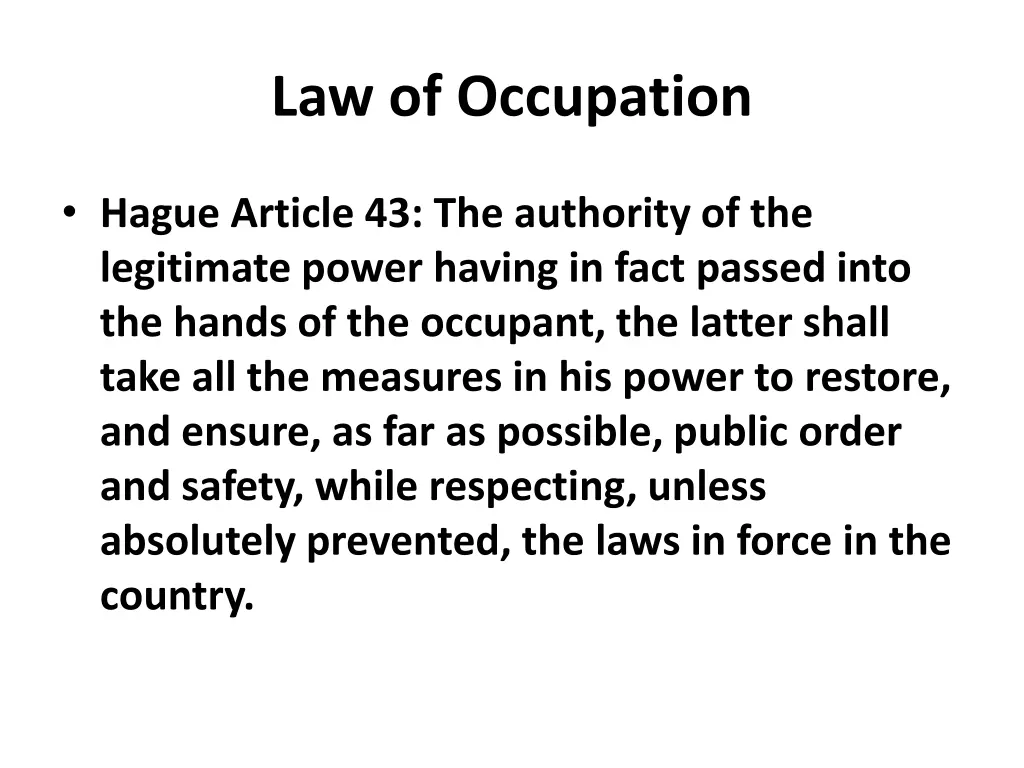 law of occupation 1