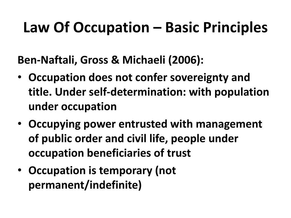 law of occupation basic principles