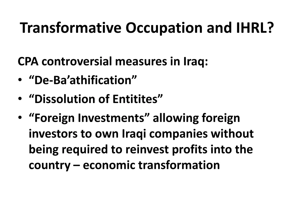 transformative occupation and ihrl 2