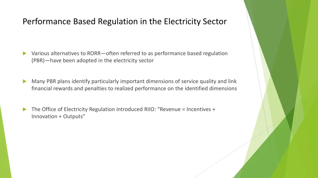 performance based regulation in the electricity