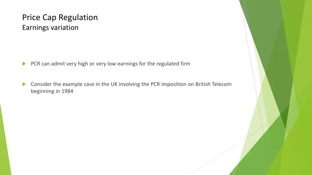 price cap regulation earnings variation