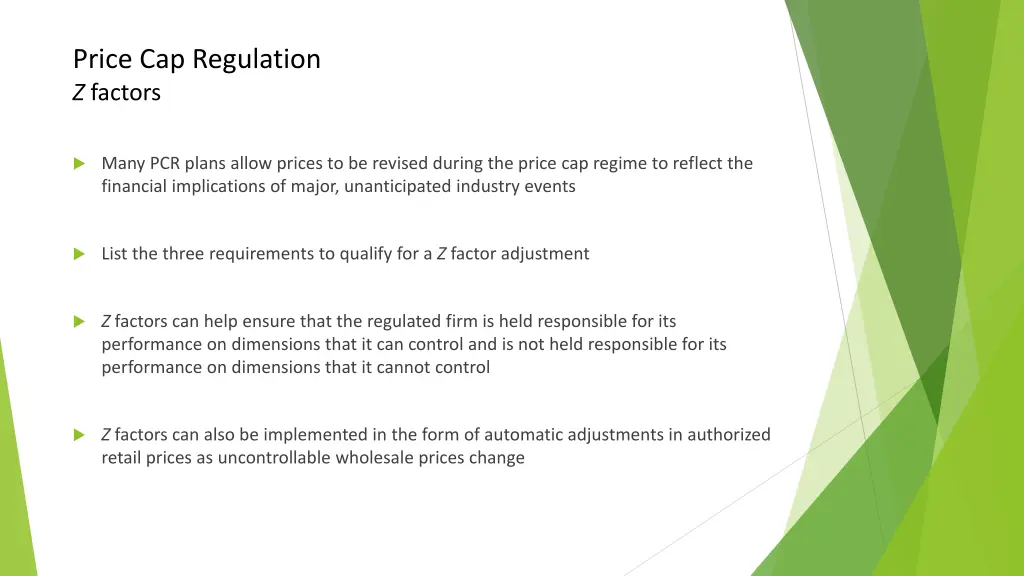 price cap regulation z factors