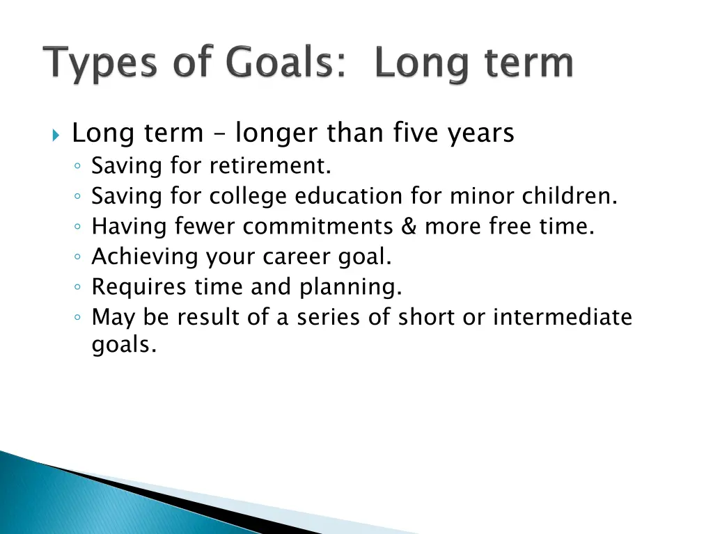 long term longer than five years saving