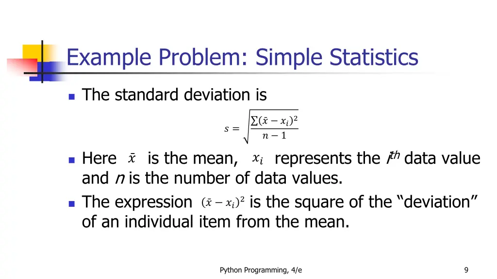 example problem simple statistics 5