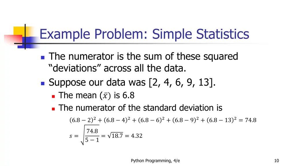 example problem simple statistics 6