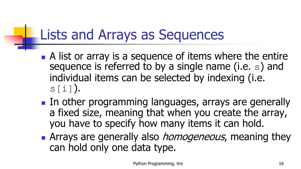 lists and arrays as sequences 2