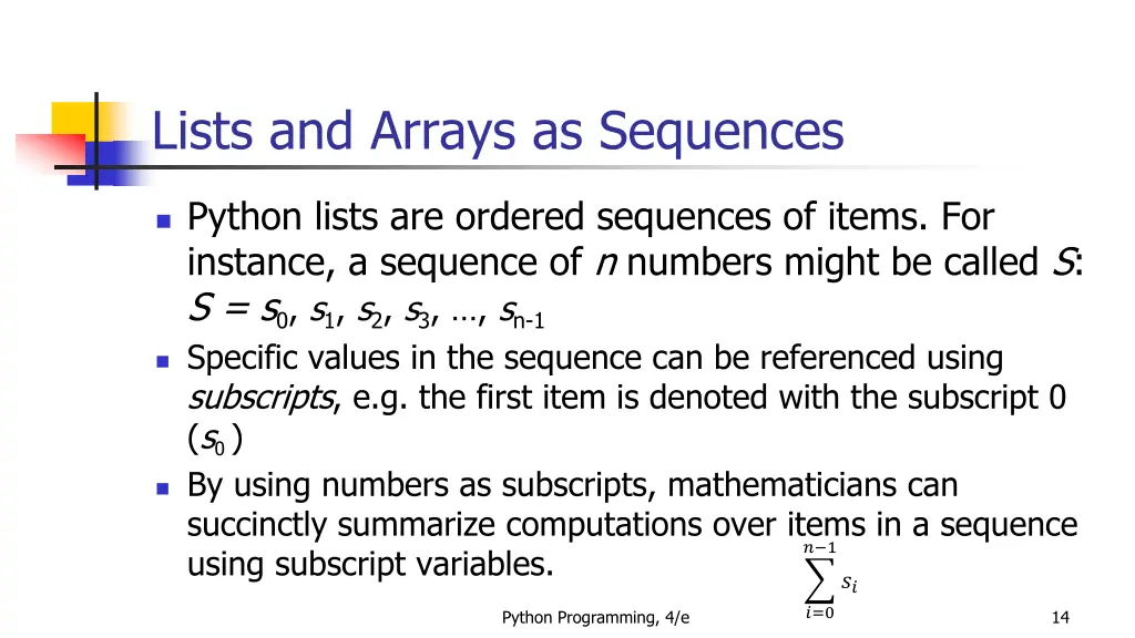 lists and arrays as sequences