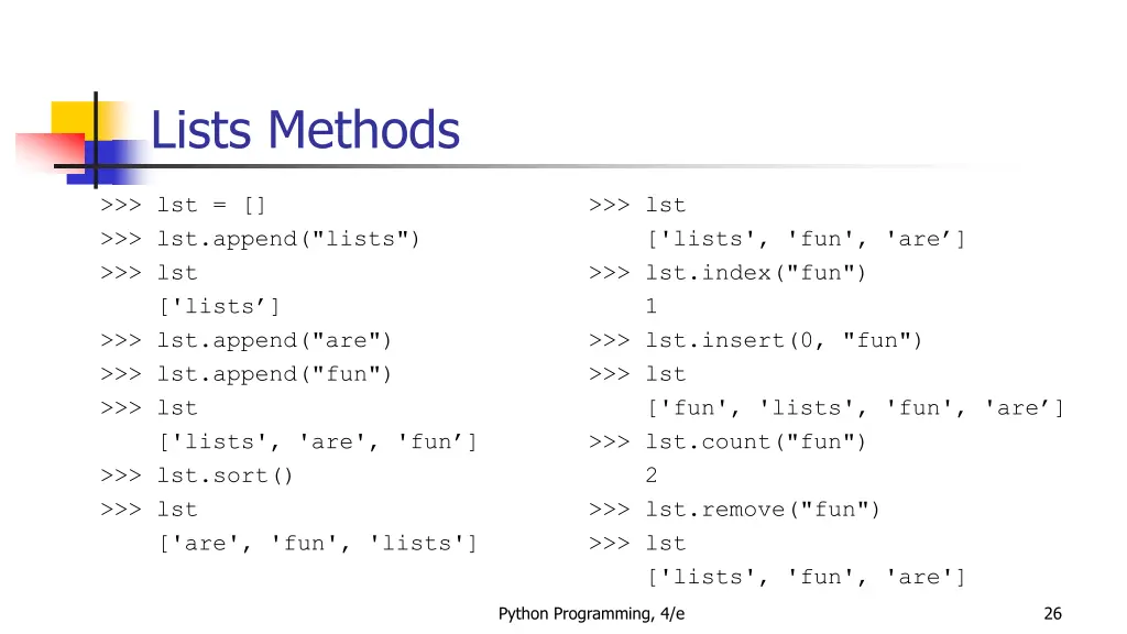 lists methods 1